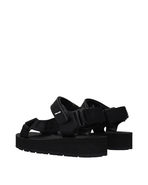 Prada Black Fabric Flat Sandals