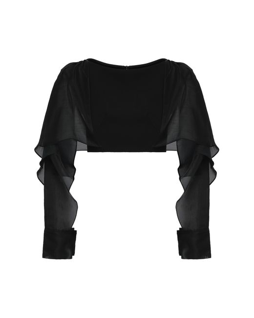 Maticevski Black Cropped Cape Polyester Blouses