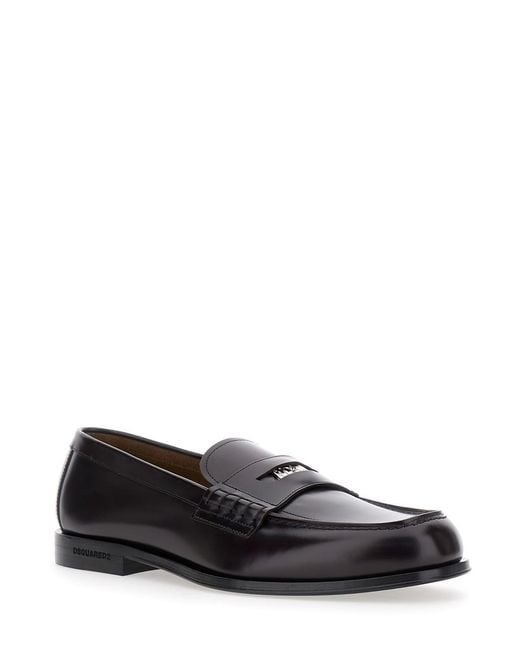 DSquared² Black Bordeaux Loafers With Logo Plaque On The Front for men