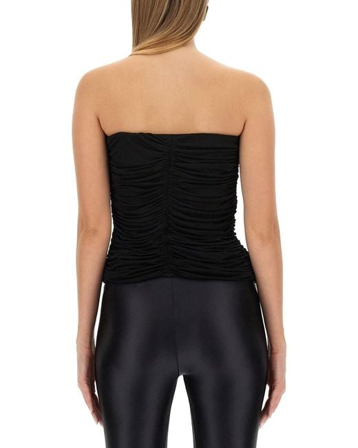 Saint Laurent Black Crepe Jersey Bustier Viscose Tops