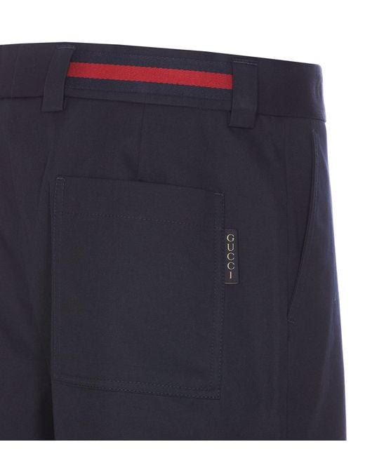 Gucci Blue Shorts With Web Tape for men