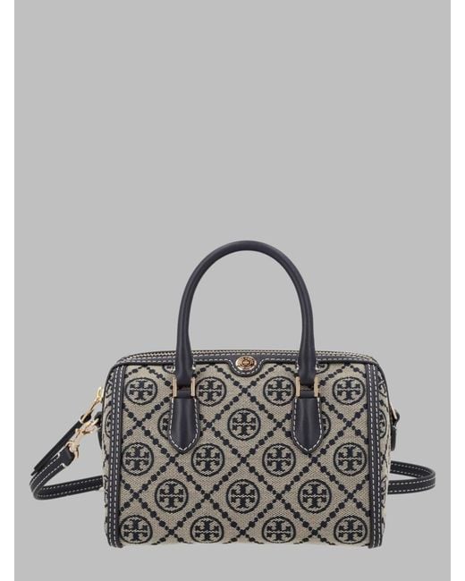Tory Burch Gray Shoulder Bag T Monogram Petite Cotton Polyester