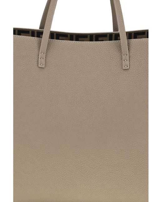 Fendi White Medium Roll Roman Leather Shopping Bag Calf Bos Taurus Shoulder