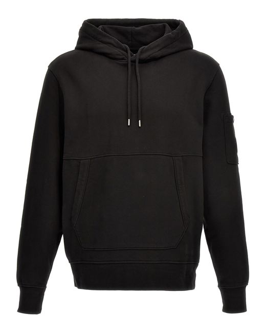 C P Company Black Hoodie In French Terry for men