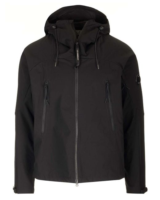 C P Company Black Hooded Drawstring Jacket for men