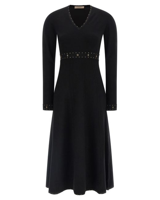Twinset Black Rhinestone Studded Dress