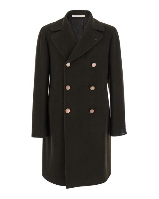 Tagliatore Black 'Arden' Double-Breasted Coat With Notched Revers for men