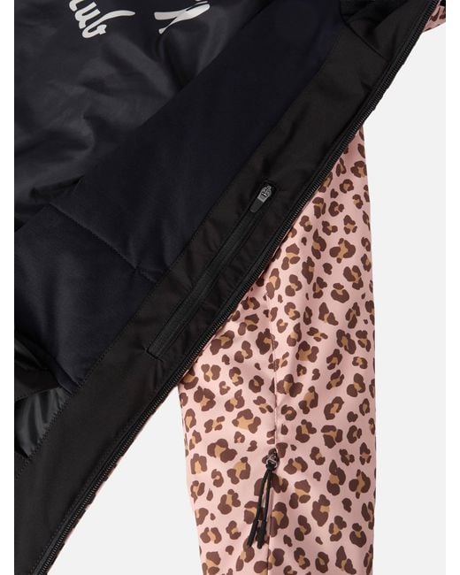 Mc2 Saint Barth Black Ski Jacket Chavanette With Leopard Print