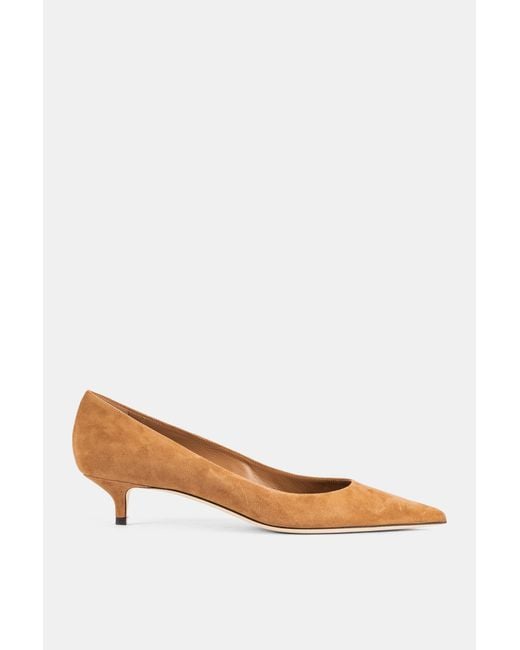 Jimmy Choo White Amelia Toffee Caramel Suede Kitten Heel Pump Pumps