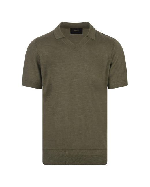 Boss Green Polo Style Sweater With Open Collar for men