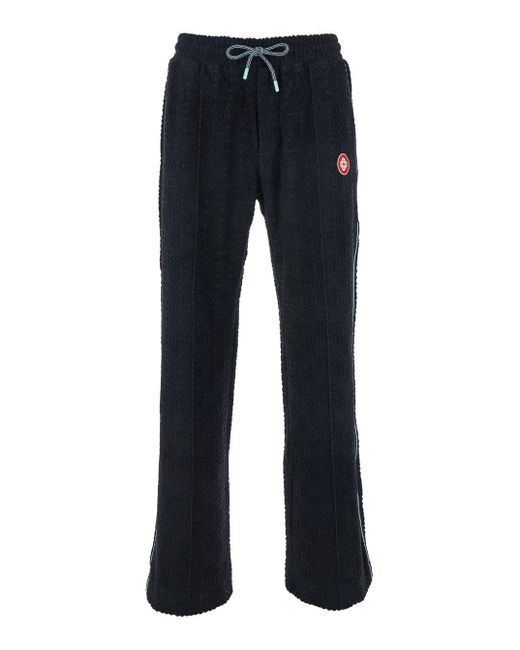 Casablanca Blue Pants With All-Over Embossed Monogram And Drawstring Waist for men