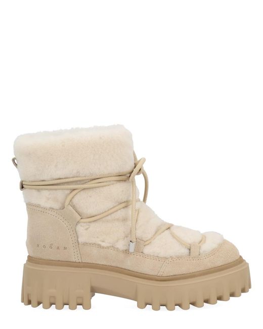 Hogan Natural Shearling Ankle Boots