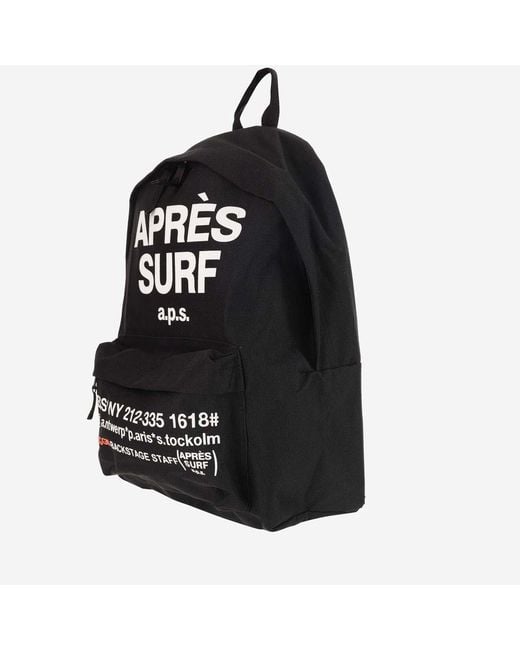 APRÈS SURF Black Technical Fabric Backpack With Logo Polyester Backpacks for men
