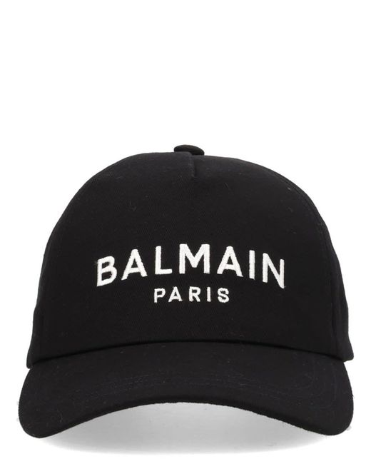 Balmain Black Baseball Hat With Logo for men