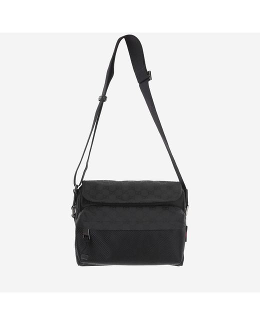 Gucci Black Gg Medium Shoulder Bag Polyamide for men