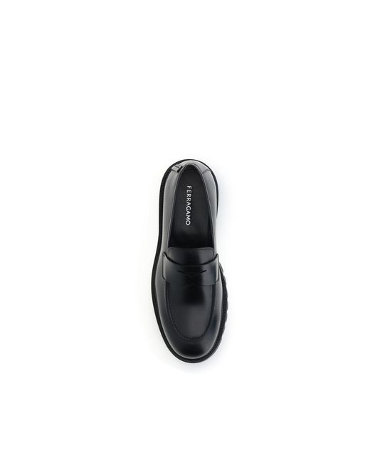 Ferragamo Black Calf Leather Bos Taurus Slip for men