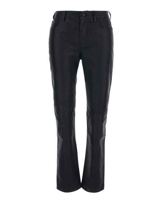 AG Jeans Blue High-Waisted Sophie Flared Leather Jeans Lamb