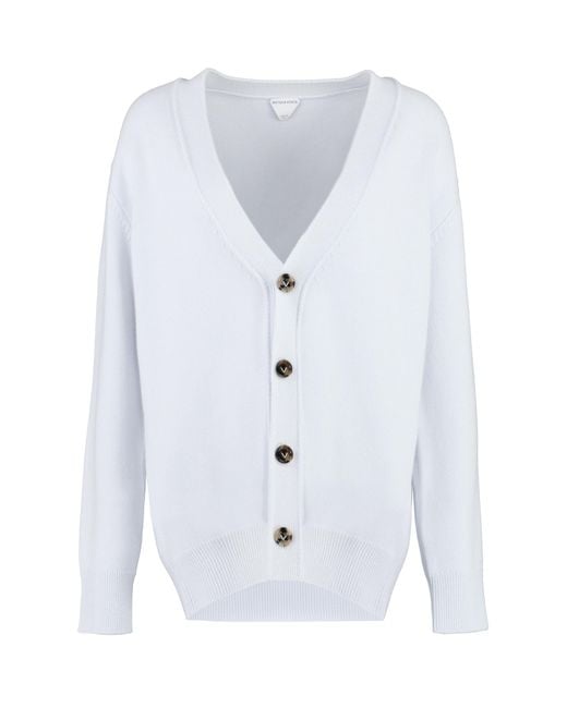 Bottega Veneta White Cashmere Cardigan With Elbow Patches Cardigans