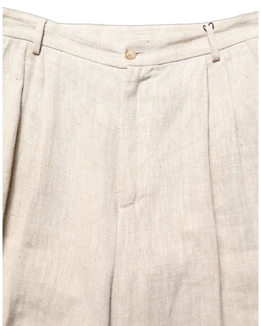 Dolce & Gabbana Natural Linen Tapered Dress Trouser Pants for men