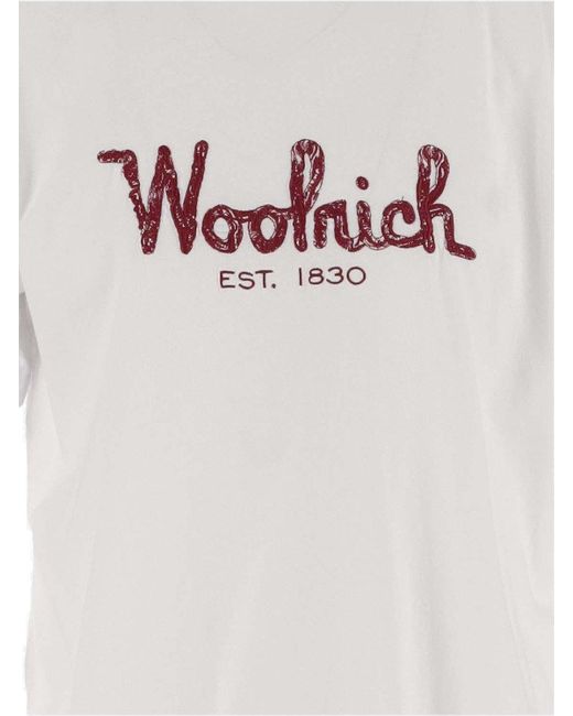 Woolrich White Cotton T-Shirt With Logo for men