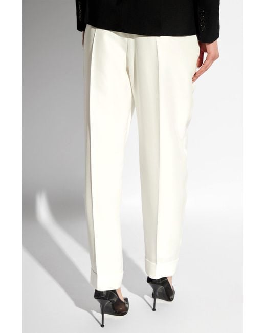 Alexander McQueen White Pleat-Front Trousers