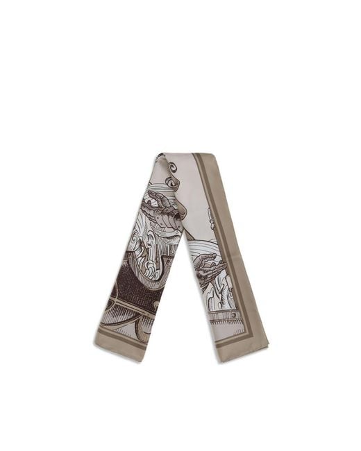 Burberry Natural Knight Engraving Print Silk Scarf for men