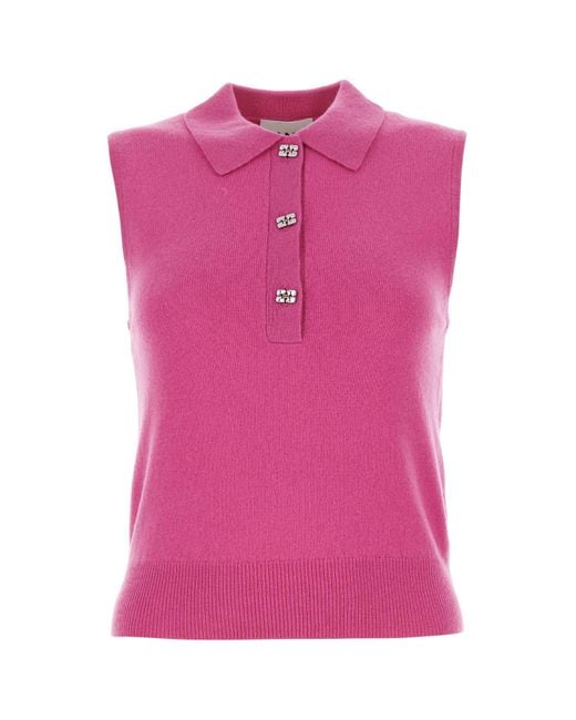 Ganni Pink Fuchsia Wool Blend Vest