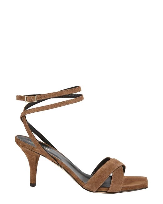 Semicouture Metallic Suede Y6Sz40T57 Heeled Sandals With Square Toe Heels