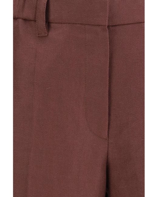 Brunello Cucinelli Purple Wide-Leg Pants Linen With Elastic Waistband And Belt Loops