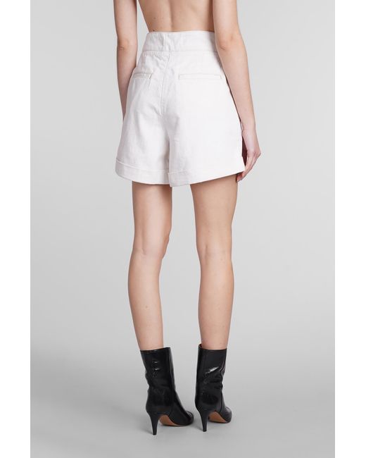 IRO White Canva Shorts In Beige Cotton