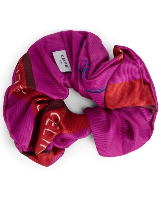 Céline Pink Hair Scrunchie Silk Accessories