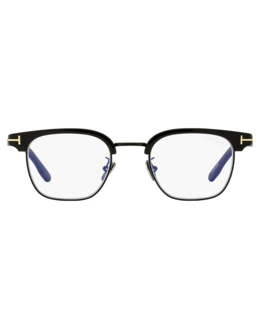 Tom Ford Black Brow Line Block Eyeglasses Tf5932-D-B 001-Gunmetal 47Mm Ft5932 Metal/Plastic (Acetate) for men