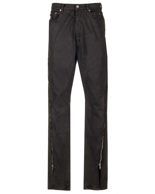 Rick Owens Gray Coated Denim Trousers for men