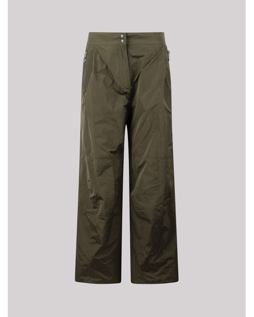 Moncler Green Logo-Patch Lightweight Flared Trousers