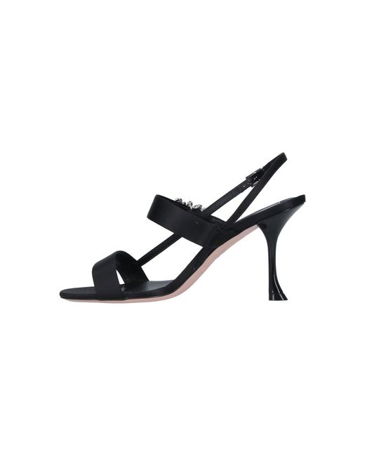 Roger Vivier Black Efflorescence Crystal Satin Open-Toe Sandals
