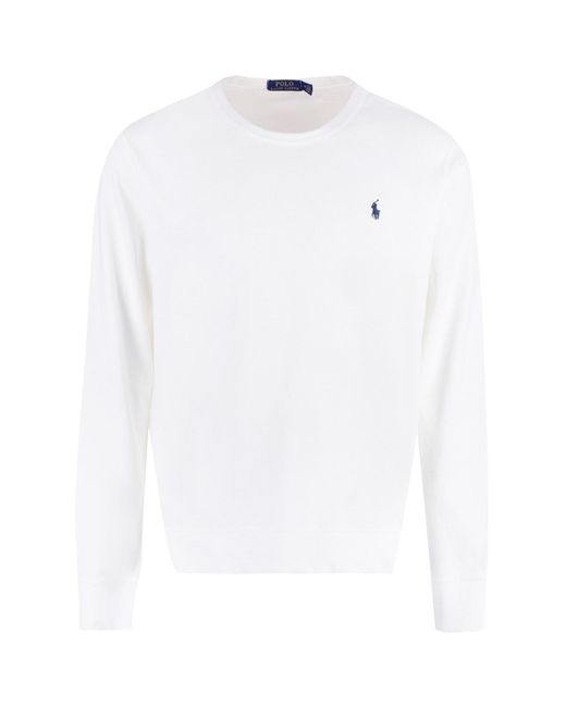 Polo Ralph Lauren White Long Sleeve Cotton T-shirt for men