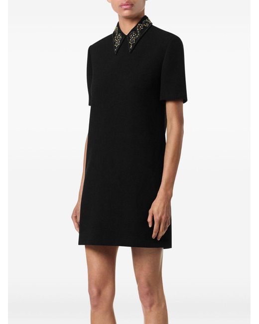 Versace Black Mini Dress Virgin Wool