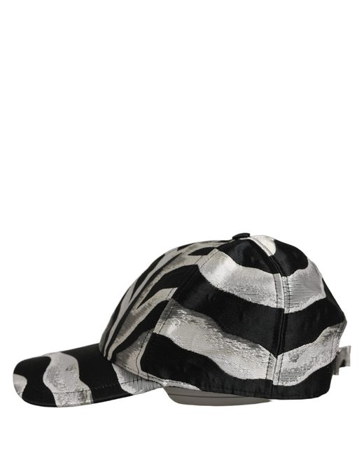 Dolce & Gabbana Black Zebra Pattern Baseball Cap Hat Cotton Elastane for men