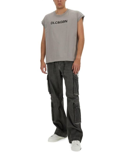 Dolce & Gabbana Gray T-shirt With Logo for men