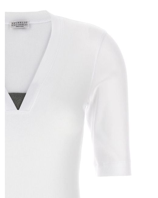 Brunello Cucinelli White Monile T-shirt