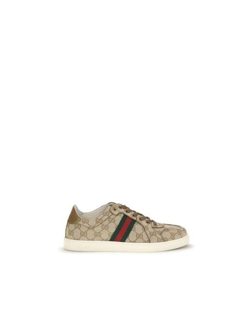 Gucci Natural Beige Fabric Athletic Sneakers for men