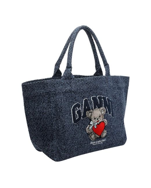 Ganni Blue Bags Rinse Cotone
