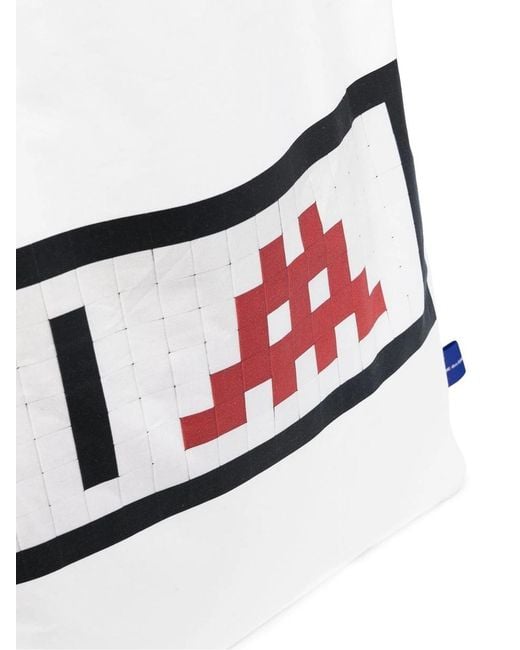 Comme des Garçons White Space Invaders Logo Shopping Bag Tote