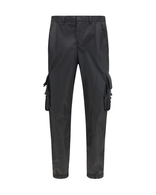 Prada Black Cargo Pants Re-Nylon Polyamide Trousers for men