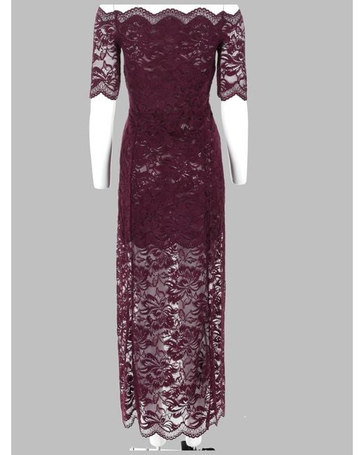 Rabanne Purple Layered Lace Midi Dress Polyamide