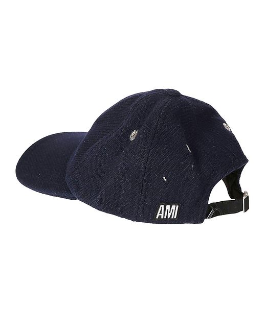 AMI Blue Logo Patched Cap for men