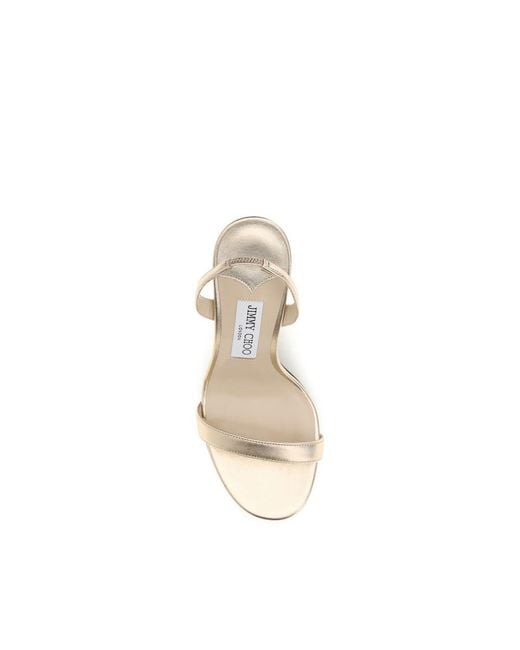 Jimmy Choo Metallic Gold Calf Leather Bos Taurus Stiletto Heel Sandals