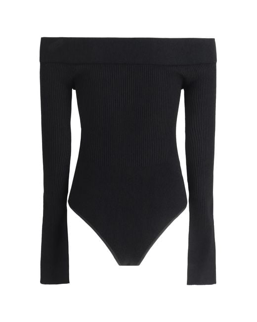 Alaïa Black Bodysuit Viscose Tops