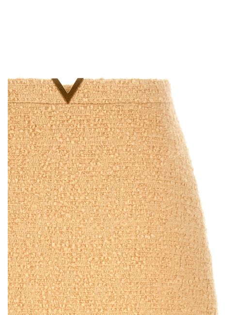 Valentino Garavani Natural V Skirt Virgin Wool Polyamide