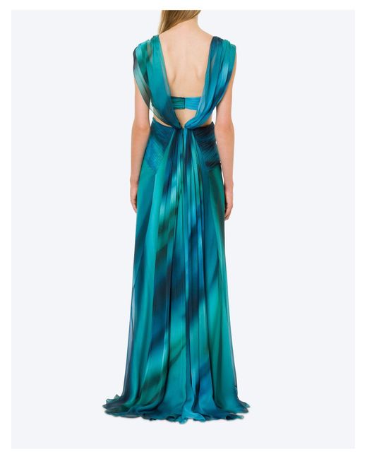 Alberta Ferretti Blue Silk Chiffon Long Dress